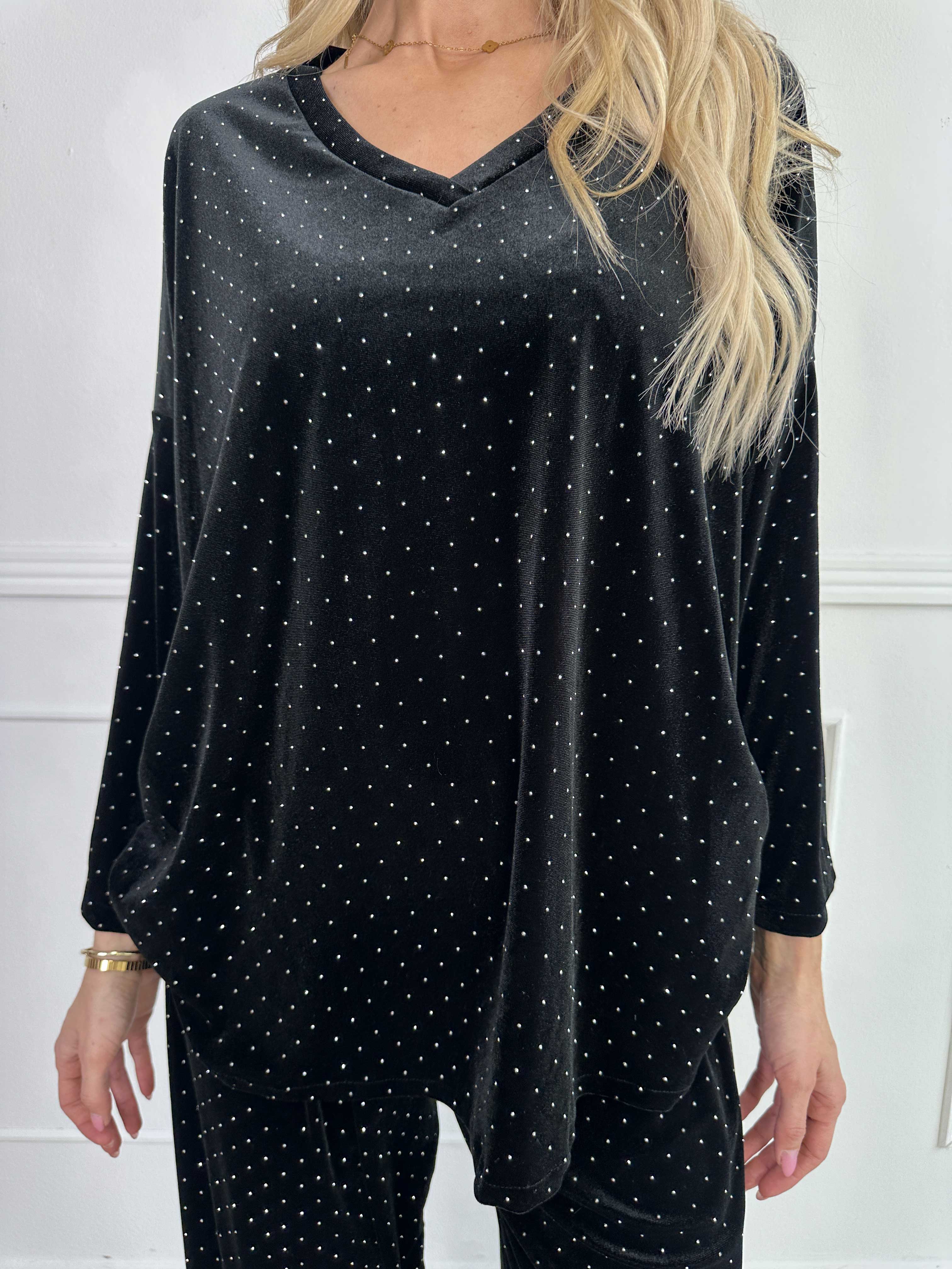 Sparkling - Mjukt set i velour med glittrande stenar